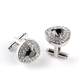 Black purple Formal Business Shirt zircon diamond cuff links wedding party cufflinks button fashion jewelry will and sandy