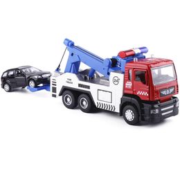Alloy Tow Truck Set #5009-1 (1 Truck Plus 1 Smaller Car) Die-Cast Car Head Car Lights & Sound Function Toy LJ200930