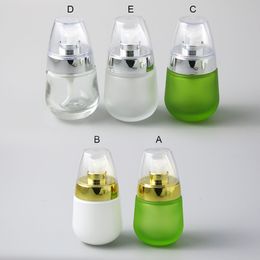 30ML Travel Clear Matte Green Glass Perfume Bottle With Lotion Cream Pump Spray Refillable Fragrance 300pcs