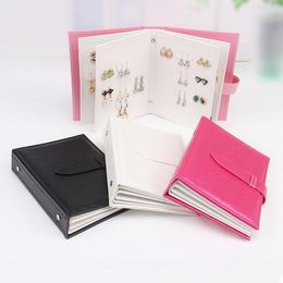 wholesale book boxes Canada - Creative Jewelry Storage Box leather book Earrings stud Collection Storage box Portable women Jewelry Display stand box 2021