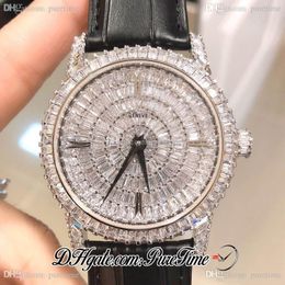 DMF Traditionnelle 82760/000G-9952 Miyota 9015 Automatic Mens Watch Full Paved Diamonds Dial Black Leather Best Edition New Puretime PTVC A1