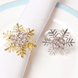 Guld silver servett ringar snöflinga jul