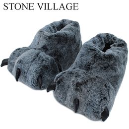 High Quality Paw Slippers Funny Animal Slippers Women Winter Monster Claw Plush Home Slipper Men Soft Indoor Floor Shoes Y200107