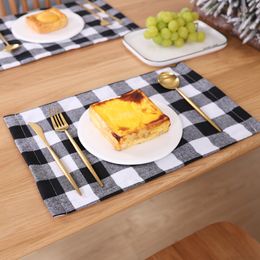 Plaid Table Mat Placemat Red Black Plaids Cutlery Christmas Decoration Place Tablecloth Xmas Home Party Decorations BH4273 TYJ