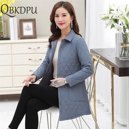 Autumn Women Thin Plus Size Mid Long Shirt-style Cotton Coat Winter Korean Loose Warm Cotton Casual Lady Cotton Jacket 201110