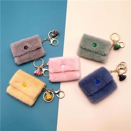 Mini Coin Purse Keychain Candy Colour Cute Coin Key Case Backpack Bag Card Purse for Women Girls