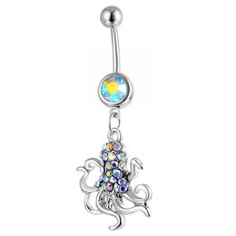 YYJFF D0770 Octopus Navel Button Ring Clear AB Colour