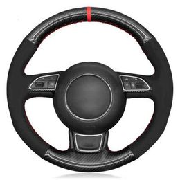 Car Steering Cover Black Carbon Fibre Suede For Audi A1 A3 A4 20152016 A7 20122018 s7 20132018 RS7 20142015 J220808