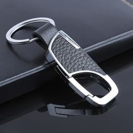 Handmade Mens Gift High-Grade Real Black Leather Key Chain Design Car Keychain For Sale