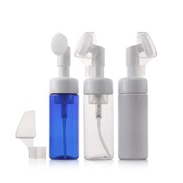 200ML transparent/white/blue foaming PET bottle with pump brush used for dispenser or soap