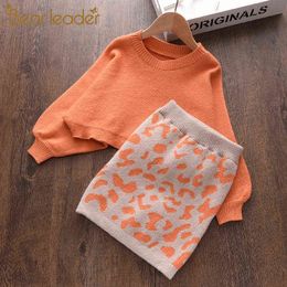 Bear Leader Girls Sets Casual Sweater Top Simple Style with Fashion Skirt 2PCs Kid Clothing Sets Autumn Long Sleeve Elegant Suit Y220310