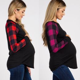 2020 Autumn Casual Womens Pregnant Maternity Clothes Long Sleeve Plaid Nursing Tops Breastfeeding T-Shirt Pregnancy Clothing LJ201118