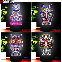 HOMFUN LED Lamp Diamond Painting 5D Light Diamond Embroidery Colorful Seven lights Rhinestones DIY Christmas Halloween Gift 201112