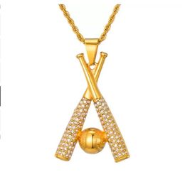 collectable Pendant Necklaces HIP Hop Chain Stainless Steel Baseball Bling Iced Out Gold Colour Pendants & For Men Jewellery Drop