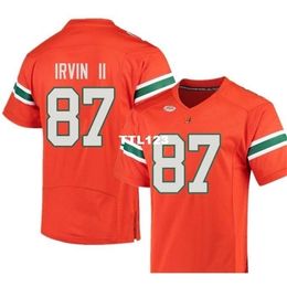 2019 NEW 3740 Miami Hurricanes Michael Irvin II #87 real Full embroidery College Jersey Size S-4XL or custom any name or number jersey