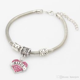 Charms Bracelets Personalised & Initials Mother Grandmother Silver Cuff Bracelets Crystal Bracelet