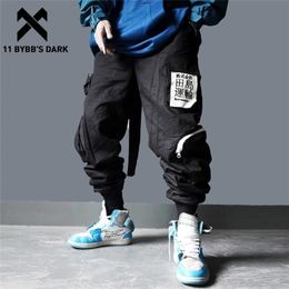 11 BYBB'S DARK Multi Pockets Hip Hop Harem Cargo Pants Men Harajuku Casual Streetwear Sweatpants Joggers Elastic Waist Trousers 201110