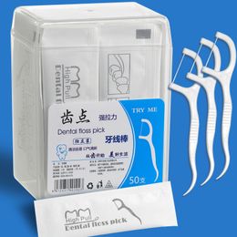 Independent packing 50 pcs Dental Floss Teeth Toothpicks Dental Flosser Teeth Clean Care Floss Thread Oral Floss Plastic Tooth Picks