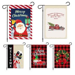 hot Happy Christmas flag Party linen Garden Flag snowman printed Santa Claus flag Banner Flags 32*49cm Outdoor decorationT2I51567