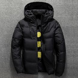 Winter Warm Men Jacket Coat Casual Autumn Stand Collar Thick Hat White Duck Parka Male Men's Winter Down Jacket With Hood 201114