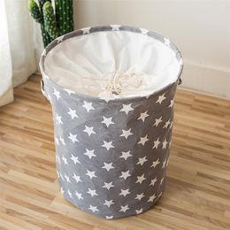 35*45CM Collapsible Laundry Basket Star Pattern Storage Basket Large Waterproof Linen Cloth Home Toy Clothes Storage Organiser LJ201209