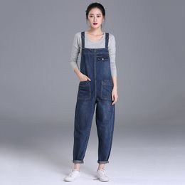 Fashion S-6xl Plus Size Women Denim Jumpsuit bib Pants Spring Summer bf Large Size Jeans Female Trousers Jumpsuit 5XL A231 T200509