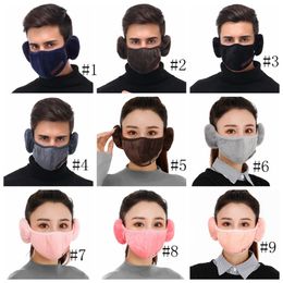 2 in 1 Unisex Mouth Muffle Cotton Earmuffs Masks Winter Fashion Men Women Outdoor Warm Windproof Half Mask Cycling Masks GGA3784-2