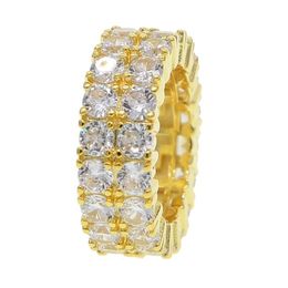 new Bling Big Zircon Stone Gold Silver Colour Hip Hop RIngs for Women Man Fashion Wedding Engagement Jewellery Best Gift