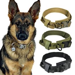 Dog Collar Nylon Adjustable Military Tactical Dog Collars Control Handle Training Pet Dog Cat Collar Pet Products 201125