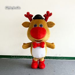 Winter Christmas Parade Performance Walking Inflatable Reindeer Costume Cute Wearable Blow Up Little Elk Suits For Xmas Events