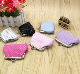 300pcs Women Canvas Dot Prints coin purses hasp small short wallet Mix Colour