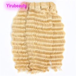 Peruanisches menschliches haar 10 bündeln tiefe welle curl blonde farbe yirubeauty 613 # zehn stücke / lot doppelfäden remy produkte 10-30inch