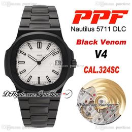 2021 PPF 5711 324SC 324CS Automatic Mens Watch Black Venom DLC White Texture Dial Stainless Steel Bracelet 40mm Best Edition PTPP Puretime