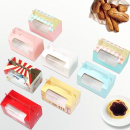 100pcs portable 2 holders cupcake box with clear window handle paper gift box 16 59 39cm pastry packaging box free