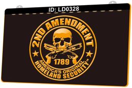 LD0328 2nd Amendment 1789 Americas Original Homeland Security Light Sign 3D Engraving LED Wholesale Retail