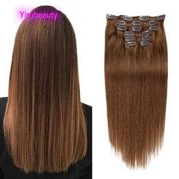 Malaysian Human Virgin Hair Clip In Hair Extensions Straight 6# Colour 1# 2# 4# 12# Clip Hair Products 14-24inch 70g 100g Pure Colour