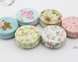 100pcs Floral Pastoral Iron Storage Tank Box Bins Cans Metal Round Coffee Tea Snacks Candy Tin Storage Container Decorbox JJB14390