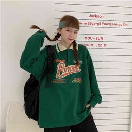 2021 Autumn Oversized Hoodies Women Korean Style Trendy Letter Print Sweatshirt Loose Harajuku Pink Long Sleeve Clothes