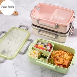 Brown/Green/Pink Lunch Box Bamboo Fibre Material Portable Bento Box Microwaveble Food Storage Container For Office Children T200710