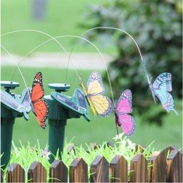 Garden Decorations Solar Power Flying Butterflies Fluttering Vibration Fly Dancing Butterfly Funny Toys WY1176