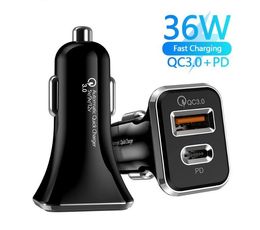 36W PD QC3.0 + type c Fast Car Charger usb-c Fast charging For smartphone Xiaomi Huawei Mobile Phone