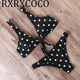 polka-dot bikini 2019 push up swimsuit chest knot bathing suit female micro biquini swimwear women bandage swim suit beach wear T200708