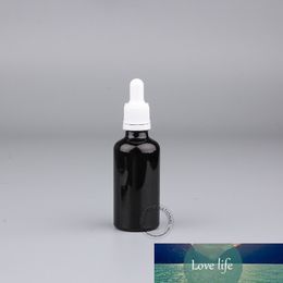 5pcs x 50ml Glass Black Essential Oil Dropper Bottle With White Tamper Evident Cap 50cc Empty Makeup Container Sampling Jar
