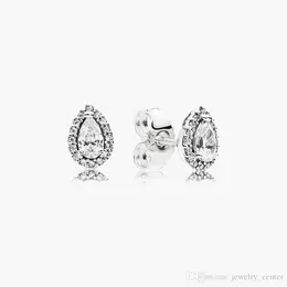 925 Sterling Silver stud Brand New Sparkling Double Hoop Earrings High Tear drop CZ Diamond Stud EARRING Birthday Engagement Dust Bag Gifts fit Pandora Charm