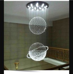 Round living room crystal chandelier modern simple villa Hall compound staircase Crystal Chandelier