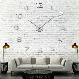 New 3d Wall Clock Design Large Acrylic Mirror Clocks Stickers Living Room Accessories Decorative House Clock On The Wall 201118