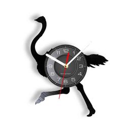 Flamingo Silhouette Laser Etched Vinyl Record Wall Clock Silent Sweep Clock For Nursery Animal Wall Art Decorative Wall Watch H1230