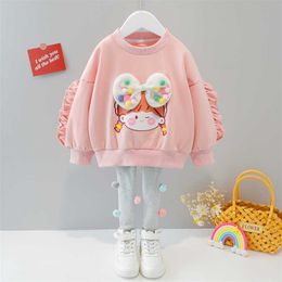 Clothing for Kid Girl Outfit Autumn Clothes Sets Cartoon Pullover Long Sleeve + Tight Stockings Toddler Girls 1 2 3 4 5 Years 211224