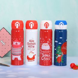 17oz Christmas Cartoon Kids Girls Drinking Water Bottle Double Wall Vacuum Bounce Lid Stainless Steel Water Bottles