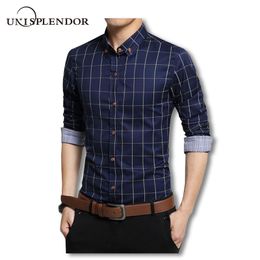 Plus Size 4XL 5XL 2020 Men's Plaid Cotton Dress Shirts Male Long Sleeve Slim Fit Men Business Casual Shirt Camisa For Man LJ200925